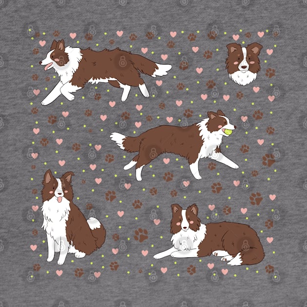 Adorable brown border collie dog illustration by Yarafantasyart